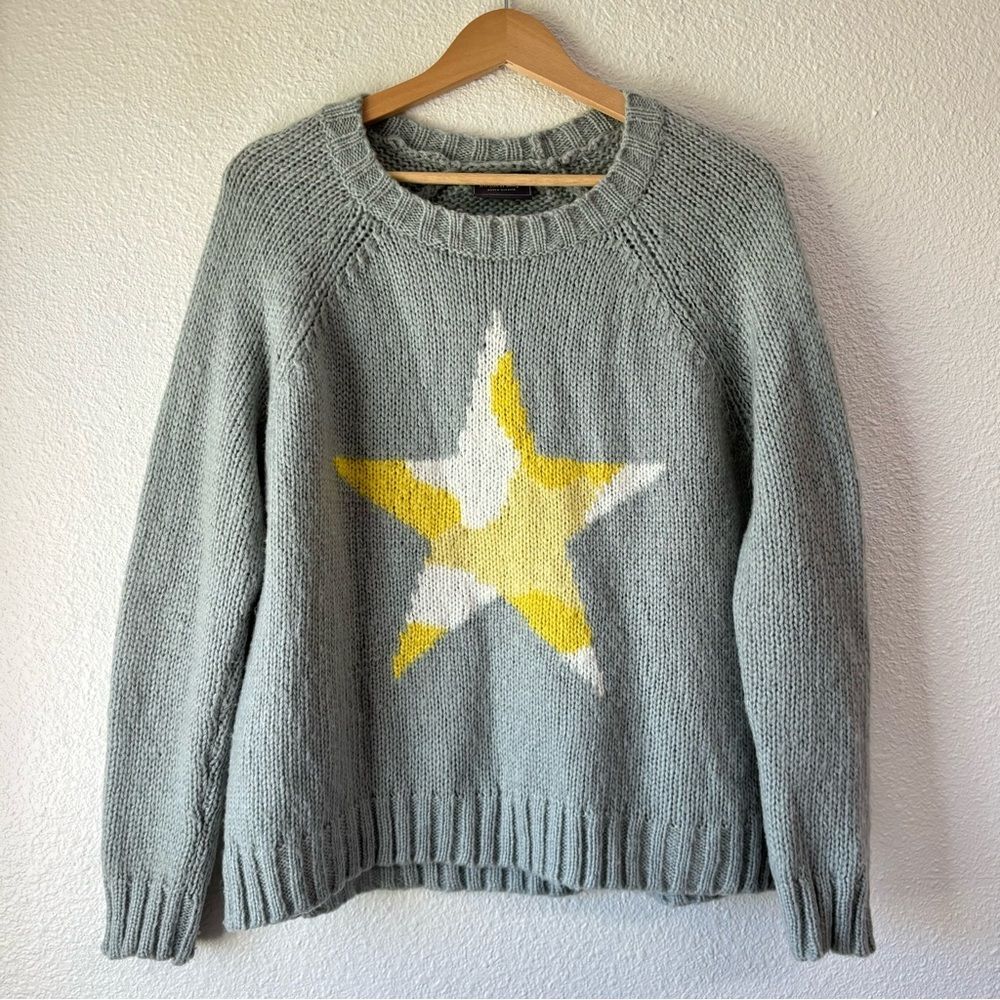 Wooden Ships Gray Wool Blend Star Sweater Size S/M